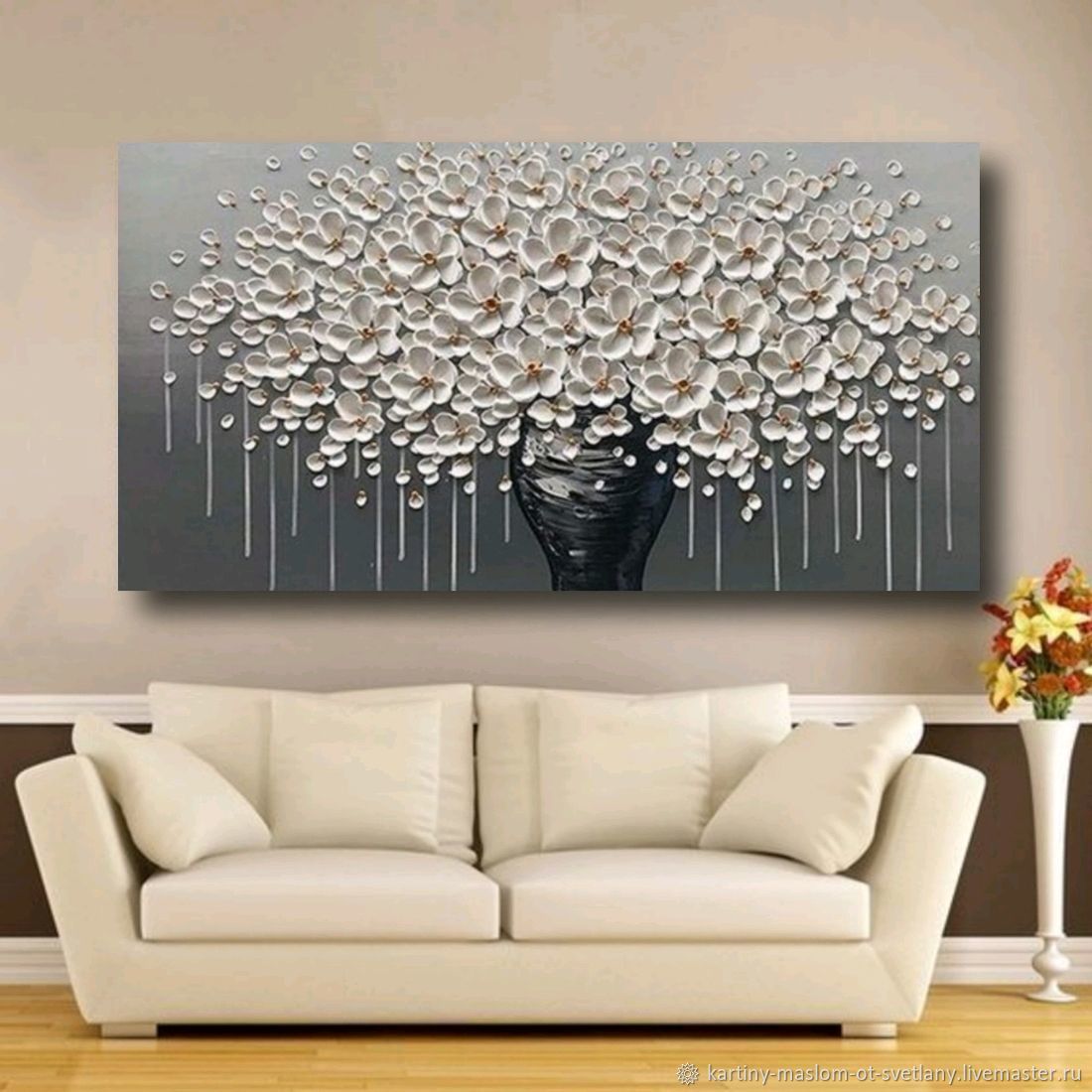 Картина для интерьера Цветы Картины маслом на холсте Красивые цветы в ...