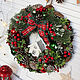 Christmas wreath 'Classic' with a house 38 cm, Wreaths, Kazan,  Фото №1