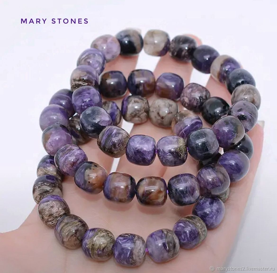 Чароит натуральный крупные бусины бочонки 11 мм в интернет-магазине на ...