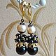 Earrings 'Baroque' (onyx, pearls, hematite), Earrings, Moscow,  Фото №1