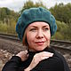 Woolen petrol blue-green, Berets, Cherepovets,  Фото №1