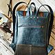Order Backpack made of genuine leather 'Satchel' gray-blue. Gelekoka. Handmade leather bags.. Livemaster. . Backpacks Фото №3