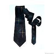 Аксессуары handmade. Livemaster - original item Tie silk black emerald stars space gift for a man. Handmade.