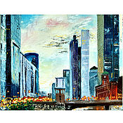 Картины и панно handmade. Livemaster - original item Painting City, metropolis, oil on canvas 30h40. Handmade.