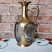 Винтаж handmade. Livemaster - original item Wine decanter glass brass Europe. Handmade.