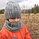 Комплект "Дорожки" для мальчика - шапка и снуд вязаные, Комплект из шапки и шарфа, Абакан,  Фото №1