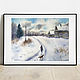Watercolor painting Winter (landscape, snow, new year). Pictures. Watercolour Painting Mamabelle art. Online shopping on My Livemaster.  Фото №2