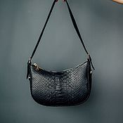 Сумки и аксессуары handmade. Livemaster - original item Women`s black leather bag made of python leather. Handmade.