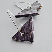 Украшения ручной работы. Ярмарка Мастеров - ручная работа Pendientes triangulares grandes de madera. Handmade.