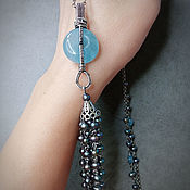 Украшения handmade. Livemaster - original item Sautoir necklace with aquamarine and pearls Night Sea (silver). Handmade.