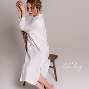 Одежда handmade. Livemaster - original item Liberty linen white button-down nightgown. Handmade.