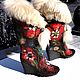 Boots with red flowers, Felt boots, Ekaterinburg,  Фото №1