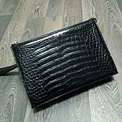 Сумки и аксессуары handmade. Livemaster - original item Clutch bag for men, crocodile leather, in black.. Handmade.