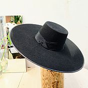 Аксессуары handmade. Livemaster - original item Black wide-brimmed hat 