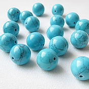 Материалы для творчества handmade. Livemaster - original item Turquoise 12 mm imitation, blue beads. Handmade.