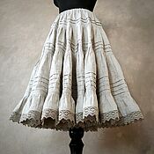Одежда ручной работы. Ярмарка Мастеров - ручная работа Petticoat skirt made of magpie melange linen (length 63cm). Handmade.