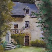 Картины и панно handmade. Livemaster - original item Pastel painting Rural landscape (house grass green). Handmade.