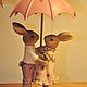 Винтаж: Статуэтка влюбленные зайцы под зонтом в стиле прованс, Статуэтки винтажные, Азов,  Фото №1