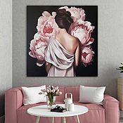 Картины и панно handmade. Livemaster - original item Painting Girl in pink peonies. buy painting artist. Handmade.