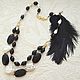 necklace 'odile' (pearl, agate, onyx, ostrich feathers), Necklace, Moscow,  Фото №1