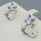 Silver earrings with natural topaz 6 mm, Earrings, Moscow,  Фото №1