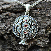 Украшения handmade. Livemaster - original item 925 sterling silver Garnet pendant and zircon. Handmade.