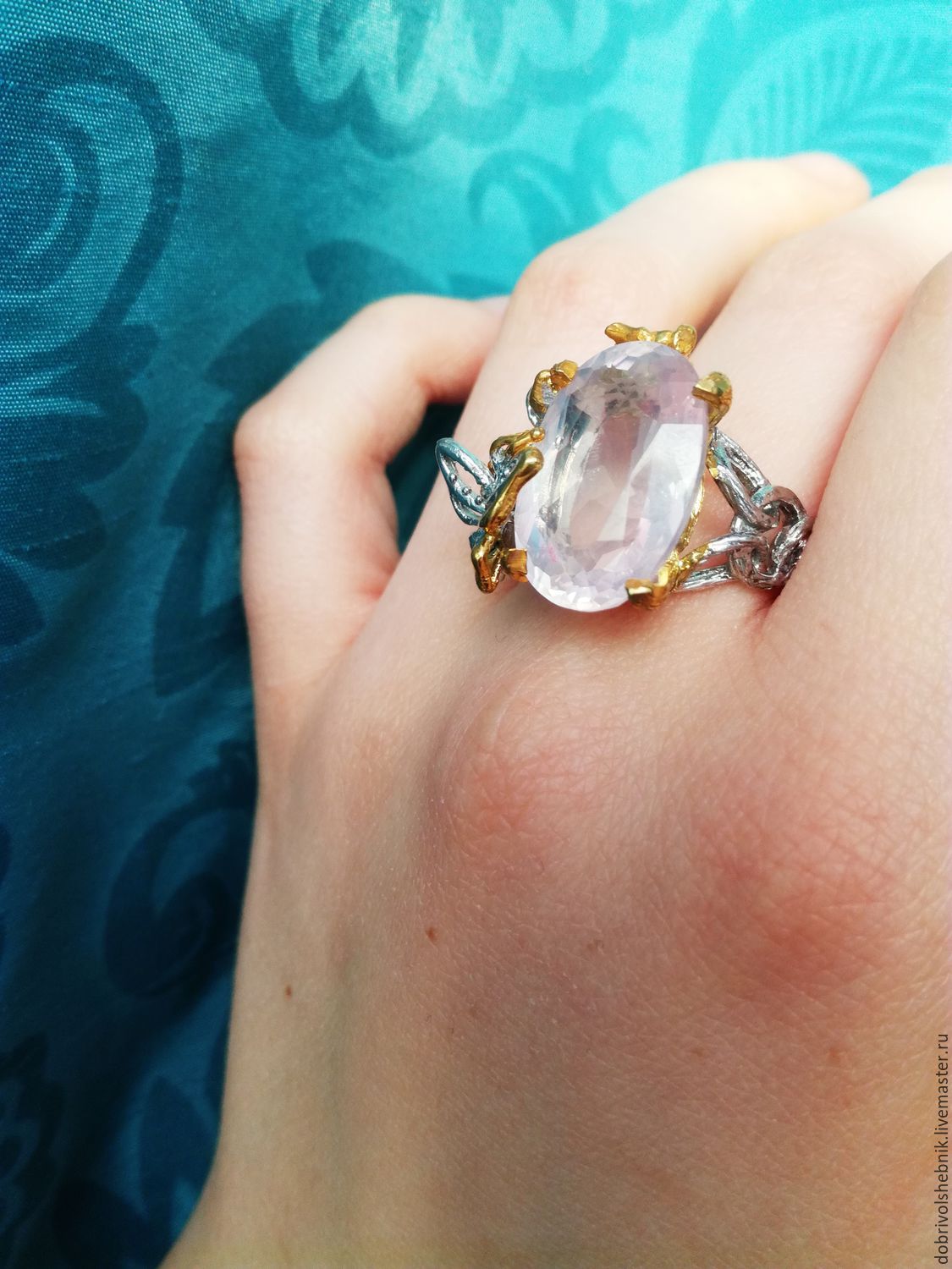 Ring 'Butterfly' with rose quartz, Rings, Novaya Usman,  Фото №1