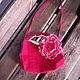 Романтичная алая сумочка с цветком брошью ручной работы, Сумка через плечо, Омск,  Фото №1