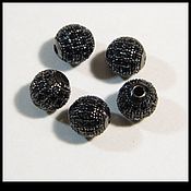 Материалы для творчества handmade. Livemaster - original item Beads of 10 mm with cubic zirconia black rhodium. piece. Handmade.