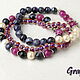 Bracelets blue pink with pearl, Bead bracelet, Moscow,  Фото №1