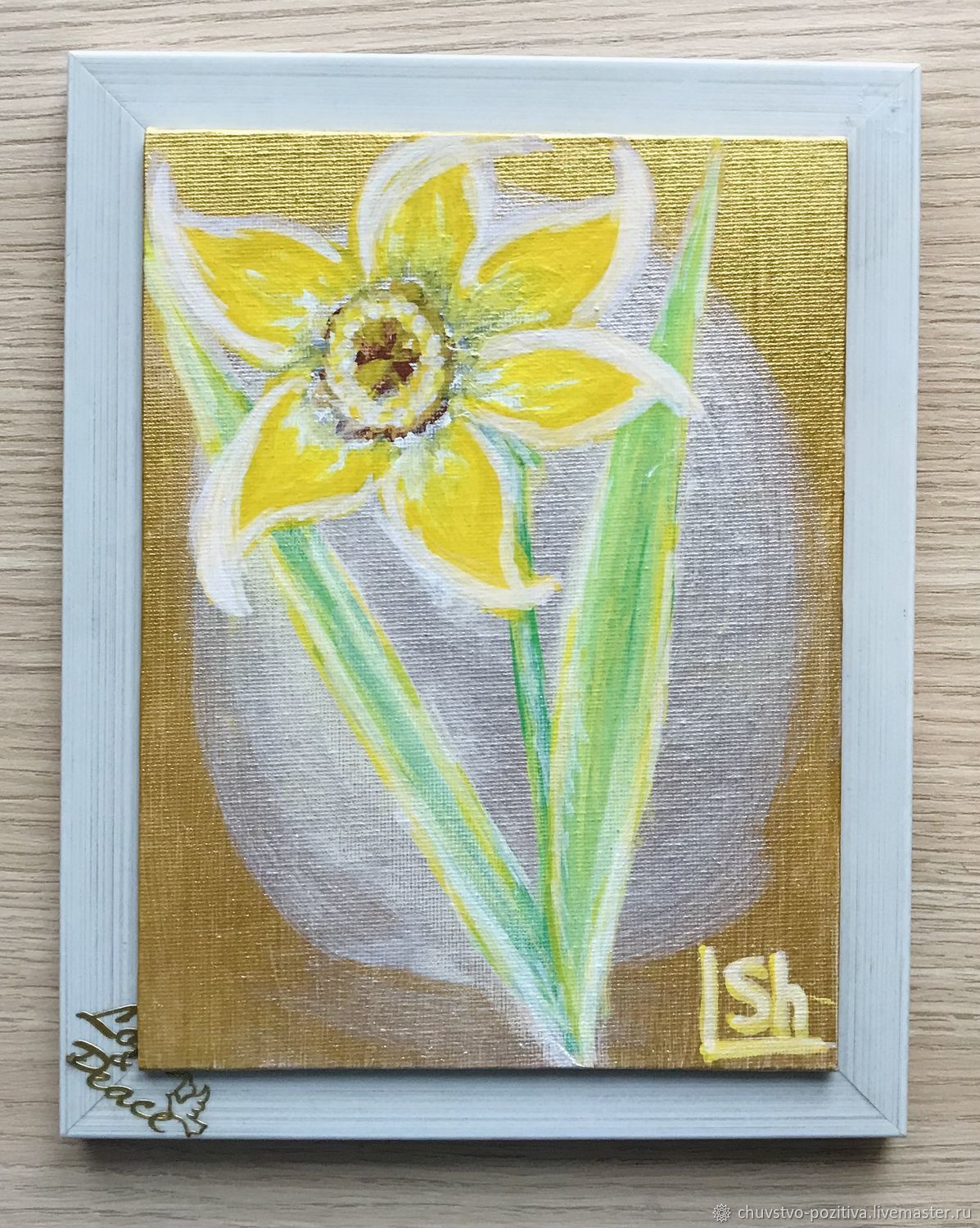Картина нарцисс на золотом «Солнечный» 20х15 см – купить на Ярмарке ...