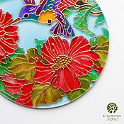 Для дома и интерьера handmade. Livemaster - original item The sunchaser. Hummingbird. Stained glass watercolor. Handmade.