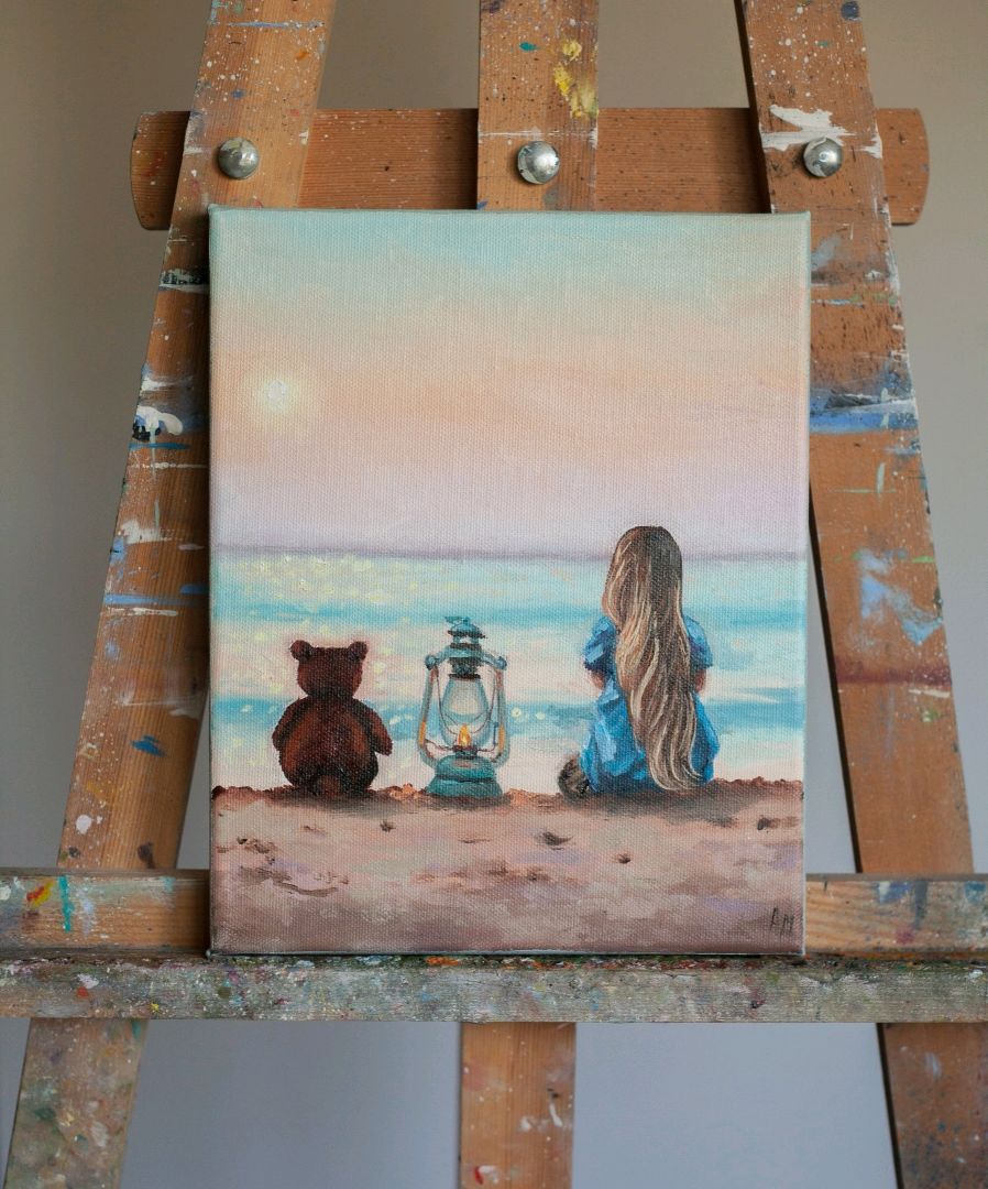 Картина Рассвет. Картина с девочкой. Морской пейзаж. Алёна Мосина в ...