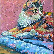 Картины и панно handmade. Livemaster - original item Painting with a Fire-Lizard cat. Handmade.
