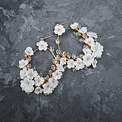 Свадебные серебристые шпильки из речного жемчуга с цветами