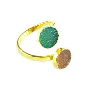 Украшения handmade. Livemaster - original item Women`s quartz ring, green ring, orange ring. Handmade.