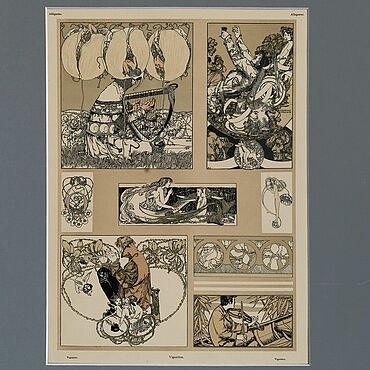 Картины и панно ручной работы. Ярмарка Мастеров - ручная работа Литография 1897 года. Vignettes. Carl Otto Czeschka. Модерн.. Handmade.