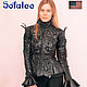 Jacket women's exclusive black leather with a collar of feathers, Outerwear Jackets, Moscow,  Фото №1