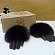 Gloves with fur Fox. Avtoledi. Color black, Mittens, Ekaterinburg,  Фото №1
