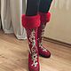 Boots embroidered red Firebird. High Boots. wool gifts. My Livemaster. Фото №6