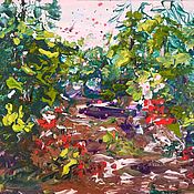 Картины и панно handmade. Livemaster - original item Painting forest path flowers birds 