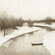 Картины для белого интерьера река Тьмака холст сепия, Картины, Москва,  Фото №1
