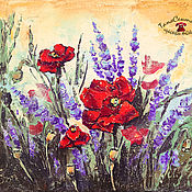 Картины и панно handmade. Livemaster - original item Paintings: landscape with poppies grass flowers plants POPPY THICKETS. Handmade.