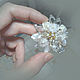 Little white brooch snow White flower with natural pearls. Brooches. ssowl. Online shopping on My Livemaster.  Фото №2