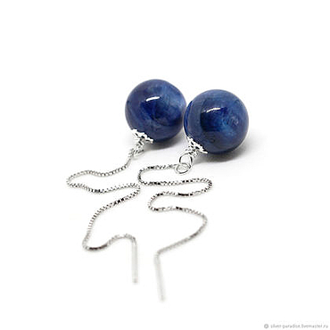 ручной работы. Ярмарка Мастеров - ручная работа Серебряное серьги протяжки с кианитом