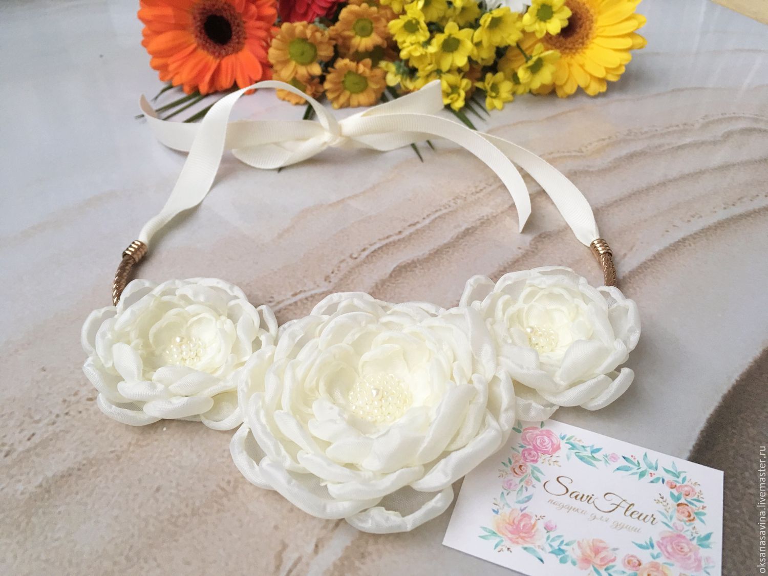 Колье с цветами – заказать на Ярмарке Мастеров – BS5K7RU | Колье, Санкт ...