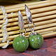 Earrings with Jadeite, natural stone. Earrings. Handwork of jewelry.. My Livemaster. Фото №4