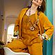 Linen pantsuit three-piece with top ' Mustard Rhapsody'. Suits. Alexandra Maiskaya. My Livemaster. Фото №6