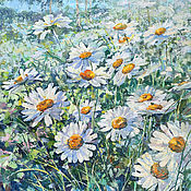 Картины и панно handmade. Livemaster - original item Oil painting on canvas Field daisies Summer flowers painting. Handmade.