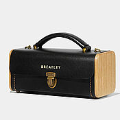 Black CEILI bag made of leather and wood-lightweight, durable and roomy